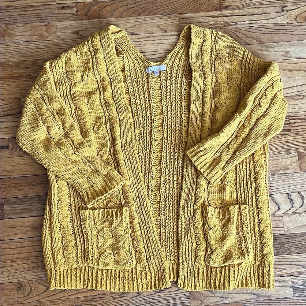 Love Tree Mustard Cable Knit Cardigan